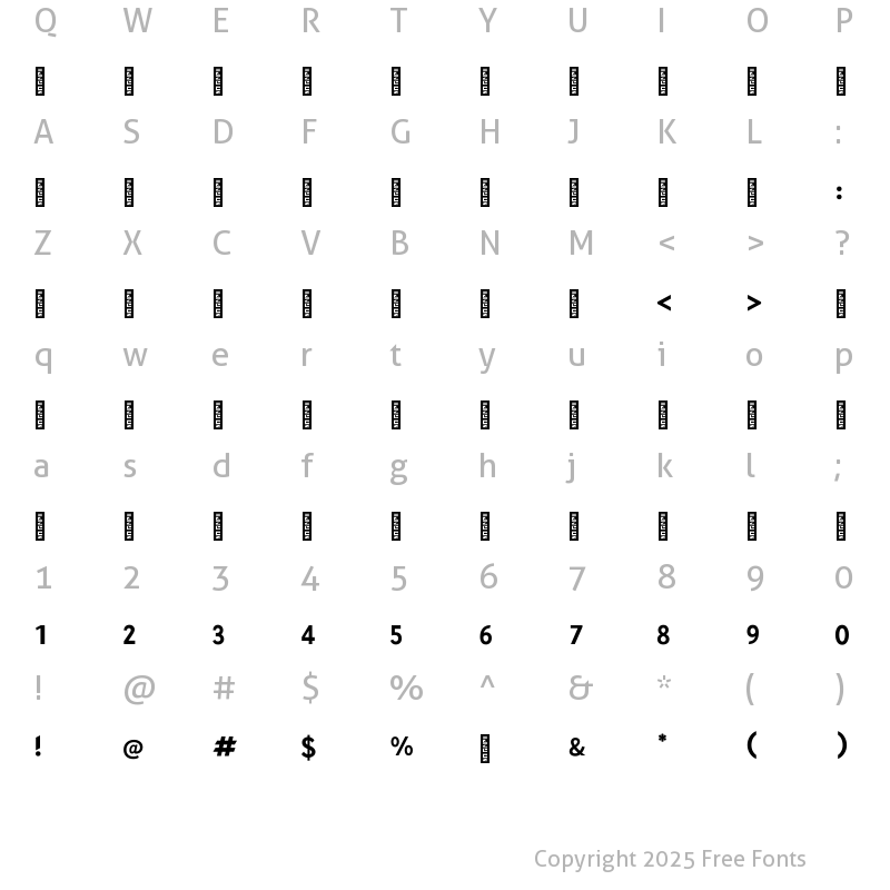 Character Map of GE Dinkum Bold