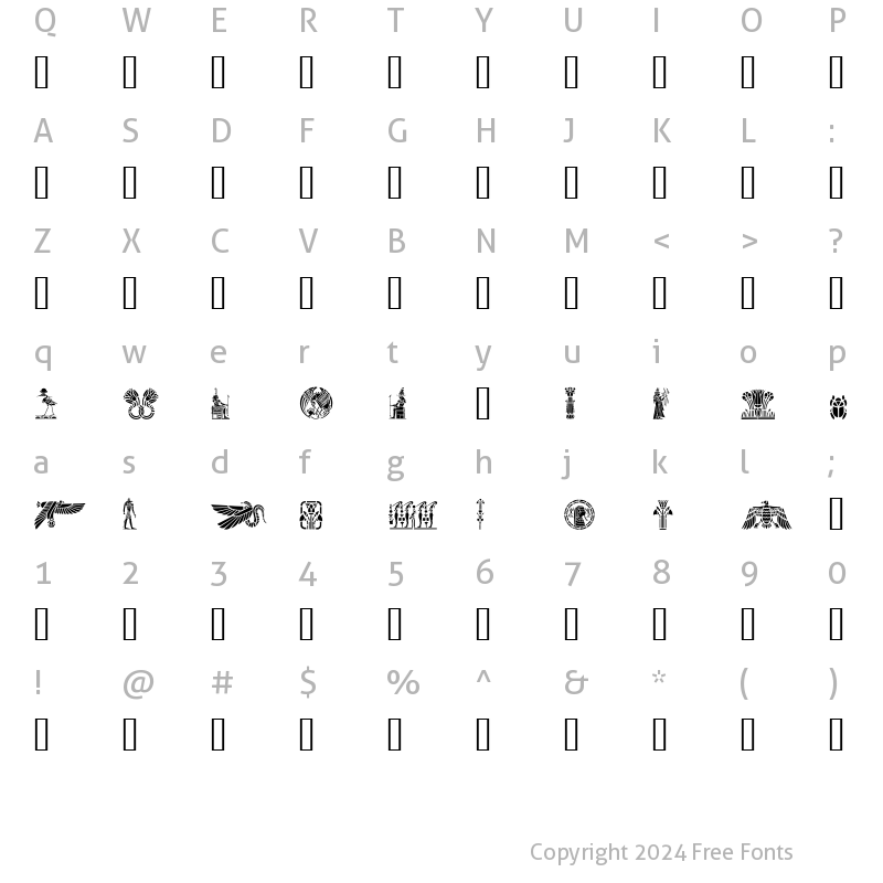 Character Map of GE Egyptian Art Regular