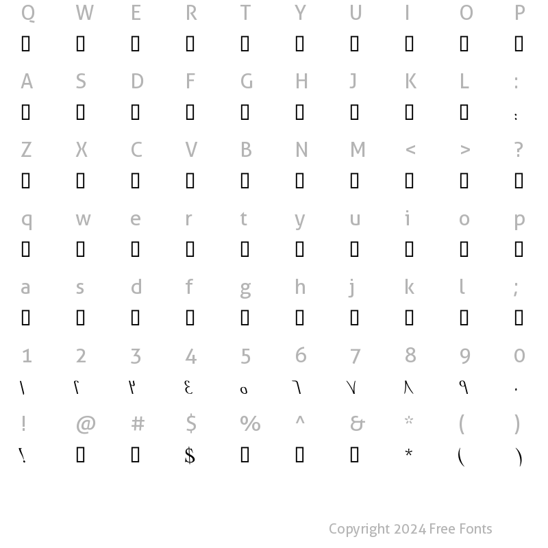 Character Map of GE Elegant Italic