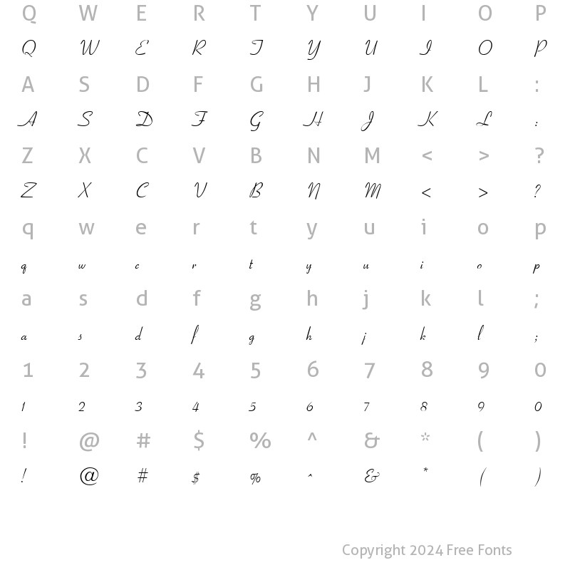 Character Map of GE ElegantScript Regular