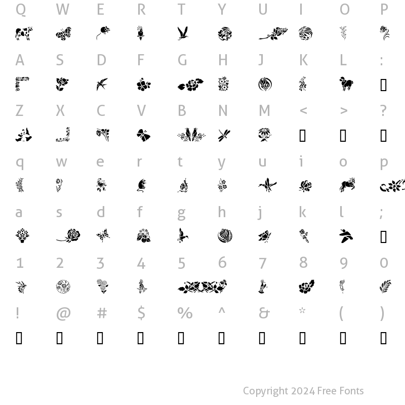 Character Map of GE Elements of Nature I Regular