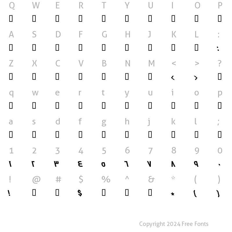 Character Map of GE Flow Bold Italic