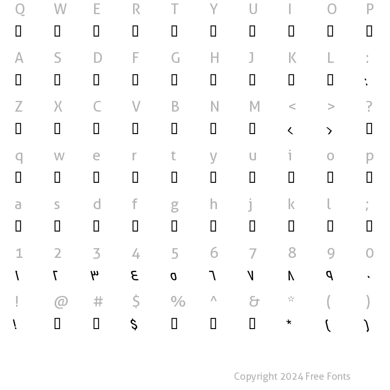 Character Map of GE Flow Italic