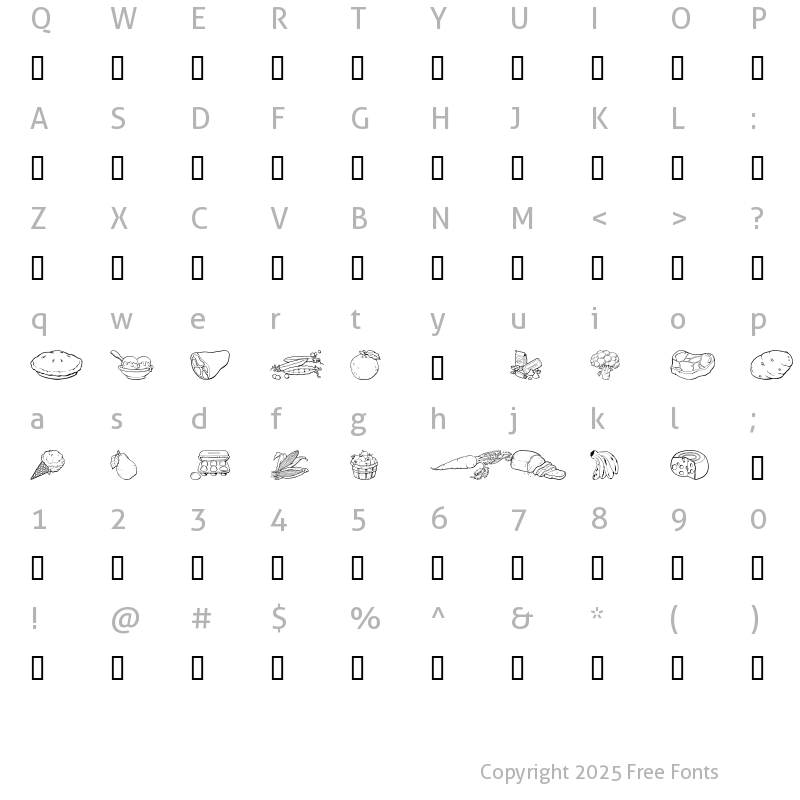 Character Map of GE Food Basket Regular