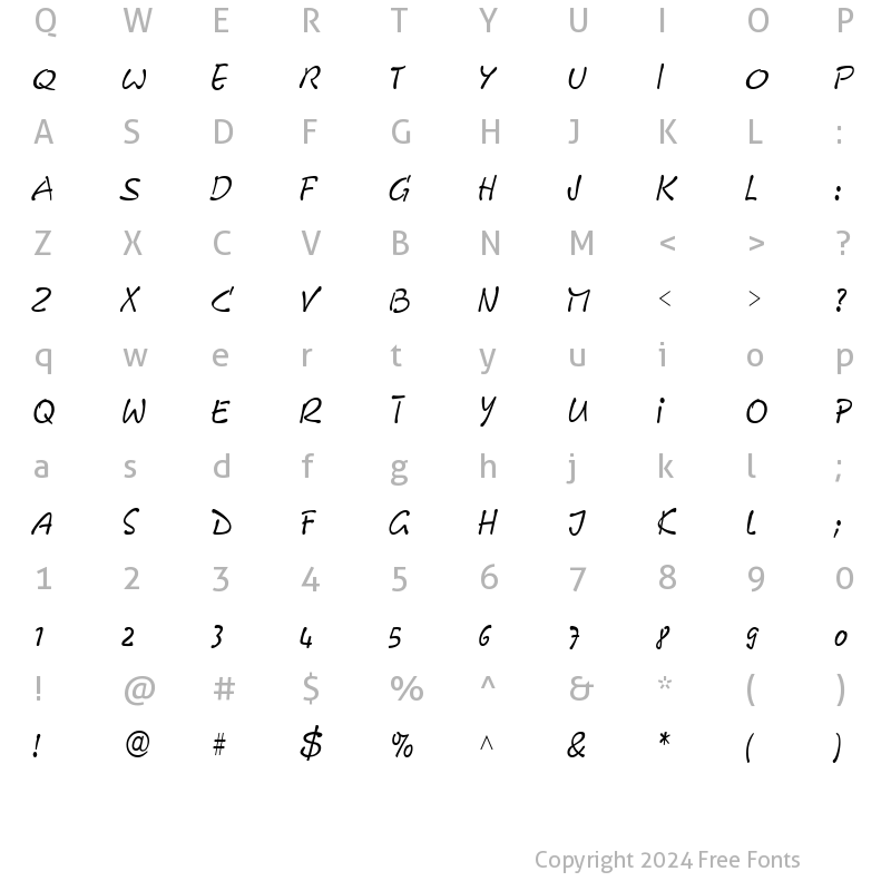 Character Map of GE Free Form Regular