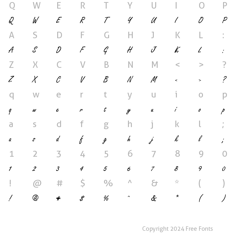 Character Map of GE Freelancer Regular