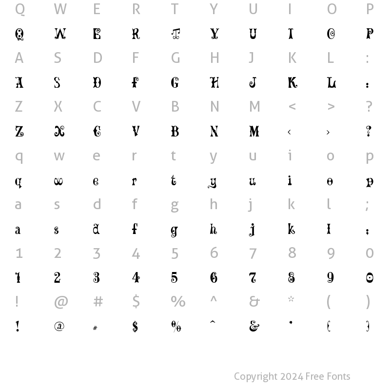 Character Map of GE Frills Regular