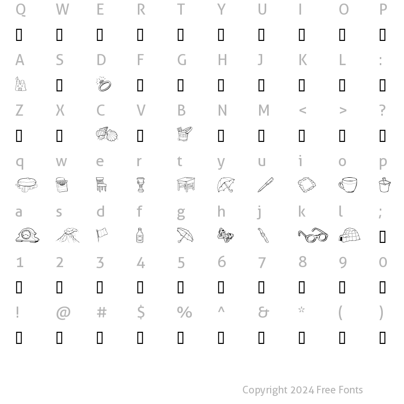 Character Map of GE Grab Bag I Regular