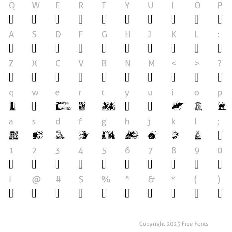 Character Map of GE Happy Halloween Regular