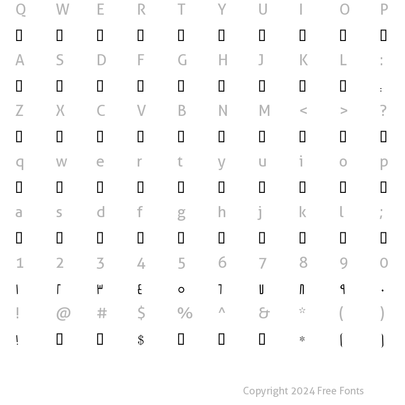 Character Map of GE Heritage One Light