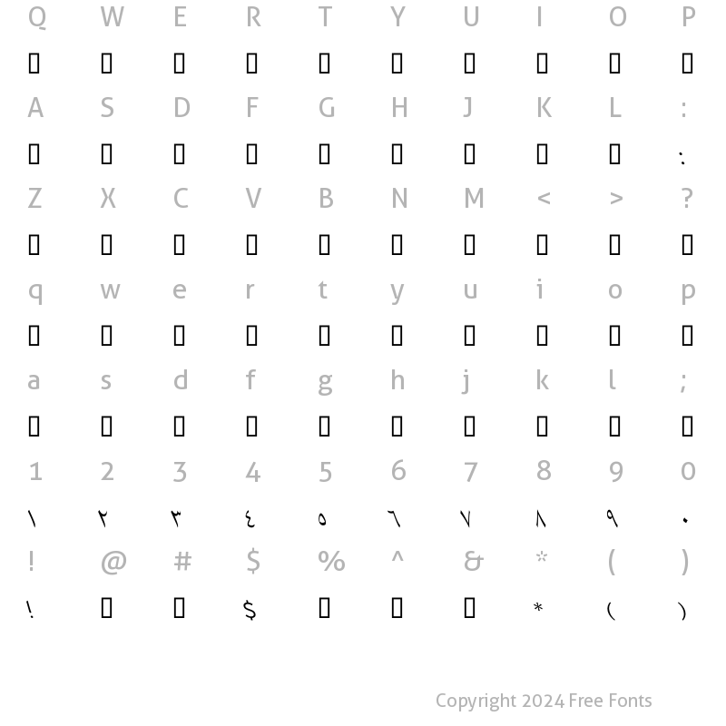 Character Map of GE Heritage Two Light Italic