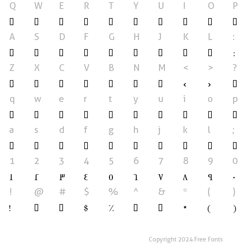 Character Map of GE Hili Book