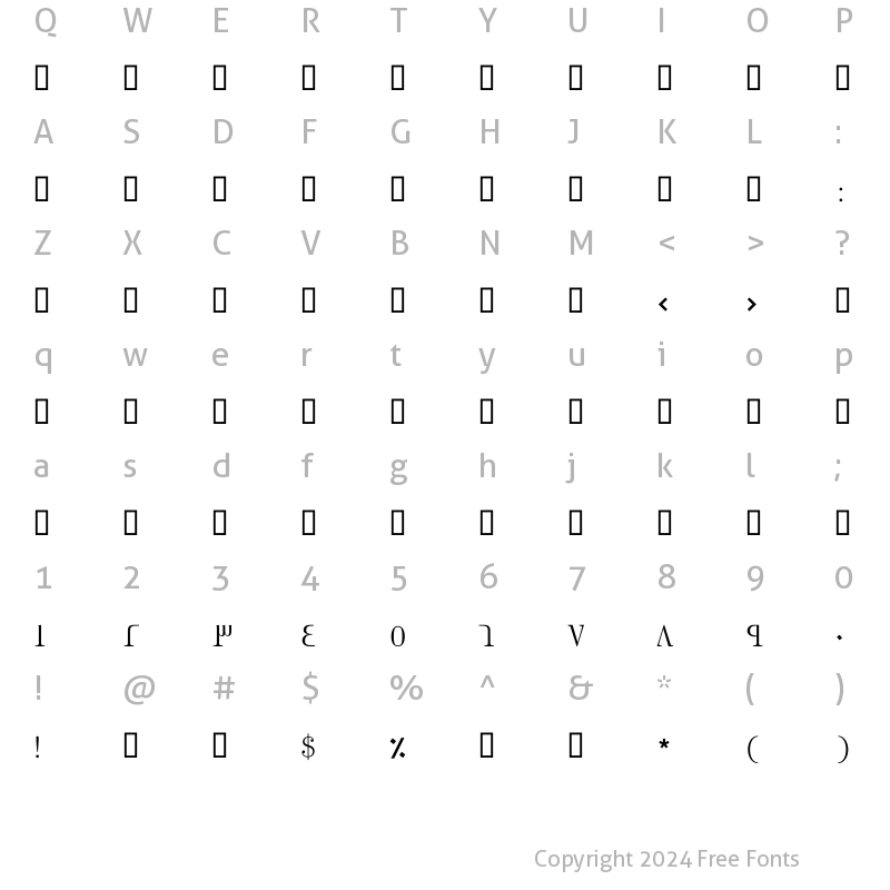 Character Map of GE Hili Light