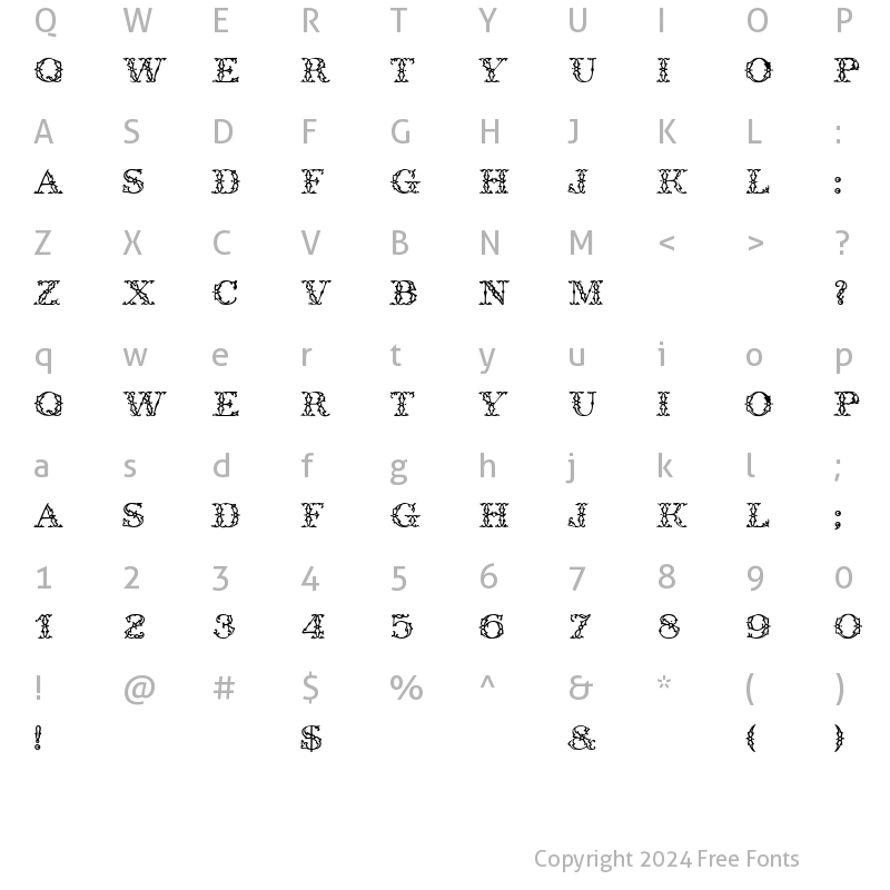 Character Map of GE Iron Works Regular