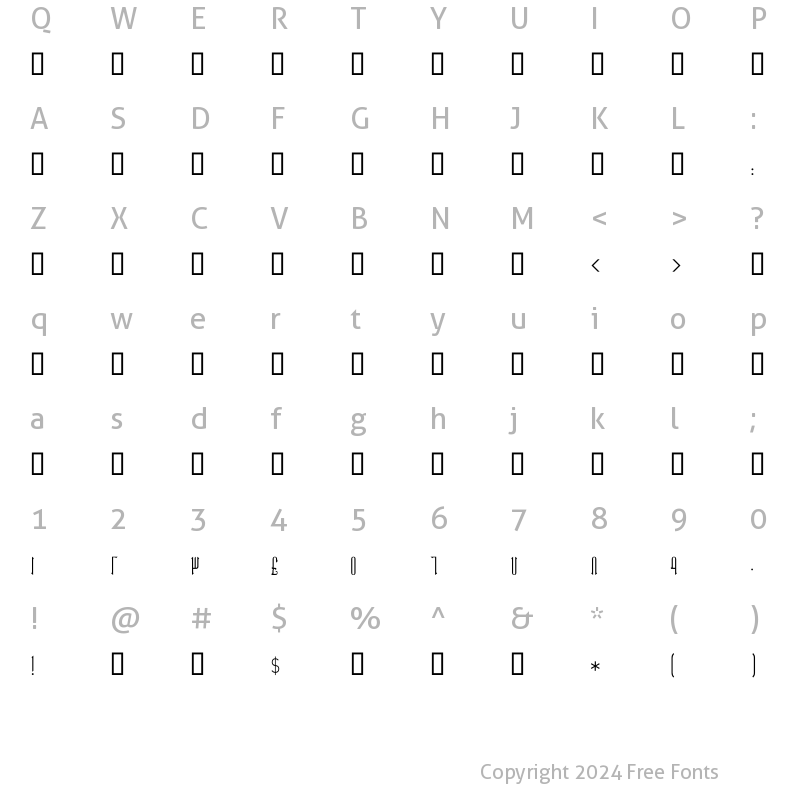 Character Map of GE Lady Medium