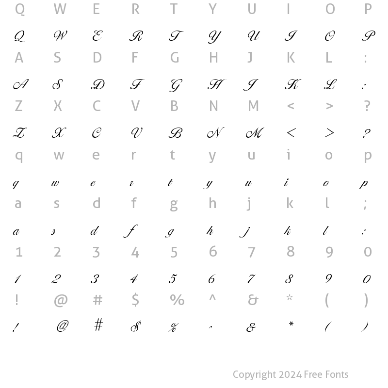 Character Map of GE LaraScript Regular