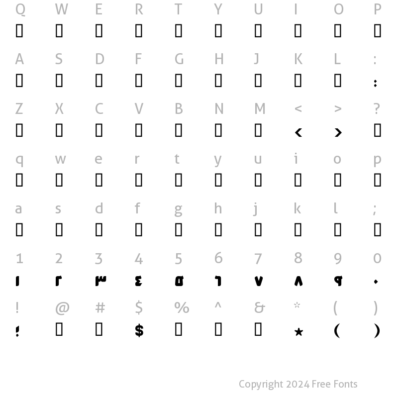 Character Map of GE MB Fares Bold