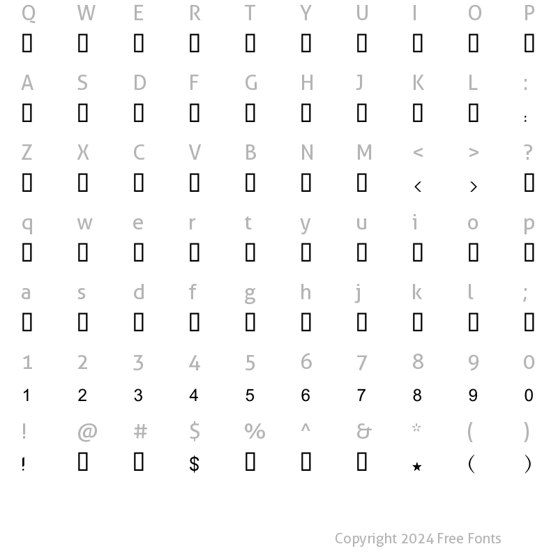 Character Map of GE MB Fares Light