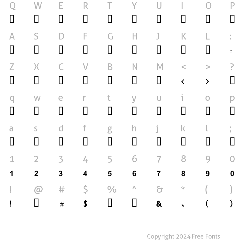 Character Map of GE MB Najm Bold