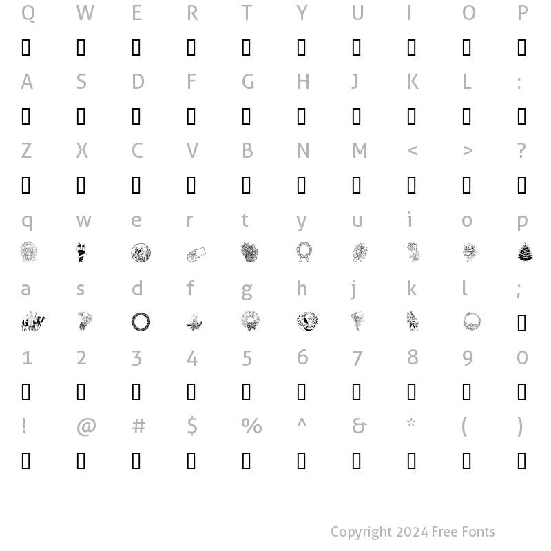 Character Map of GE Merry Christmas Regular