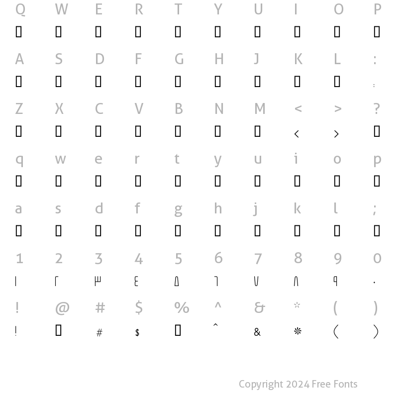 Character Map of GE Modern Light