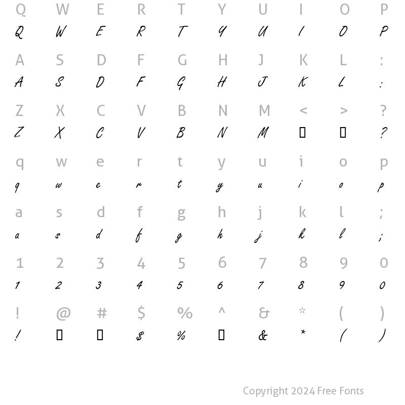 Character Map of GE NanoTech Script Normal