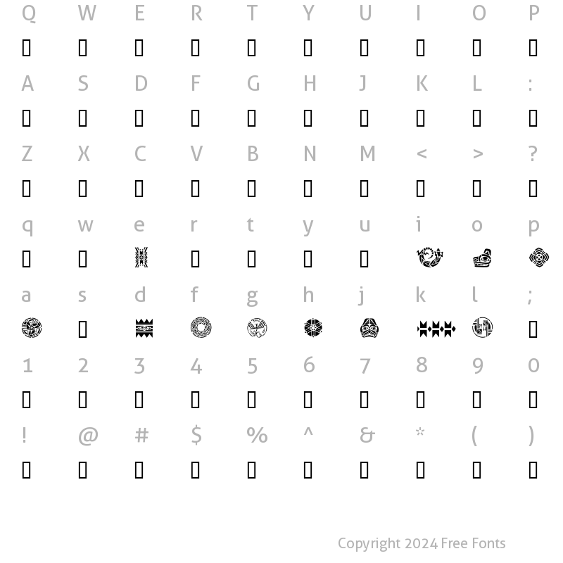 Character Map of GE Native American Art Regular