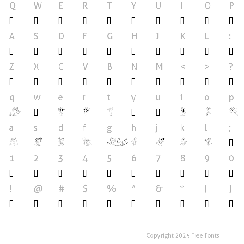 Character Map of GE Old Fashioned Cherubs Regular