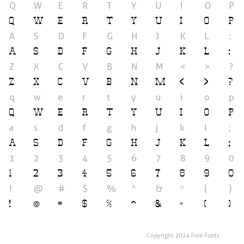 Character Map of GE Old West Regular