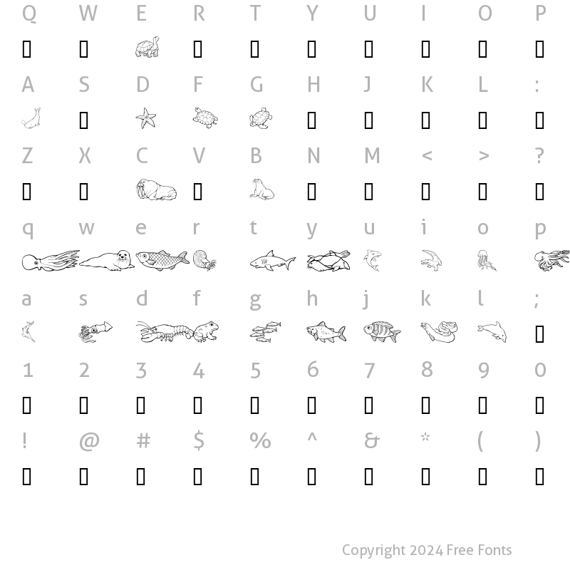 Character Map of GE Out To Sea Regular