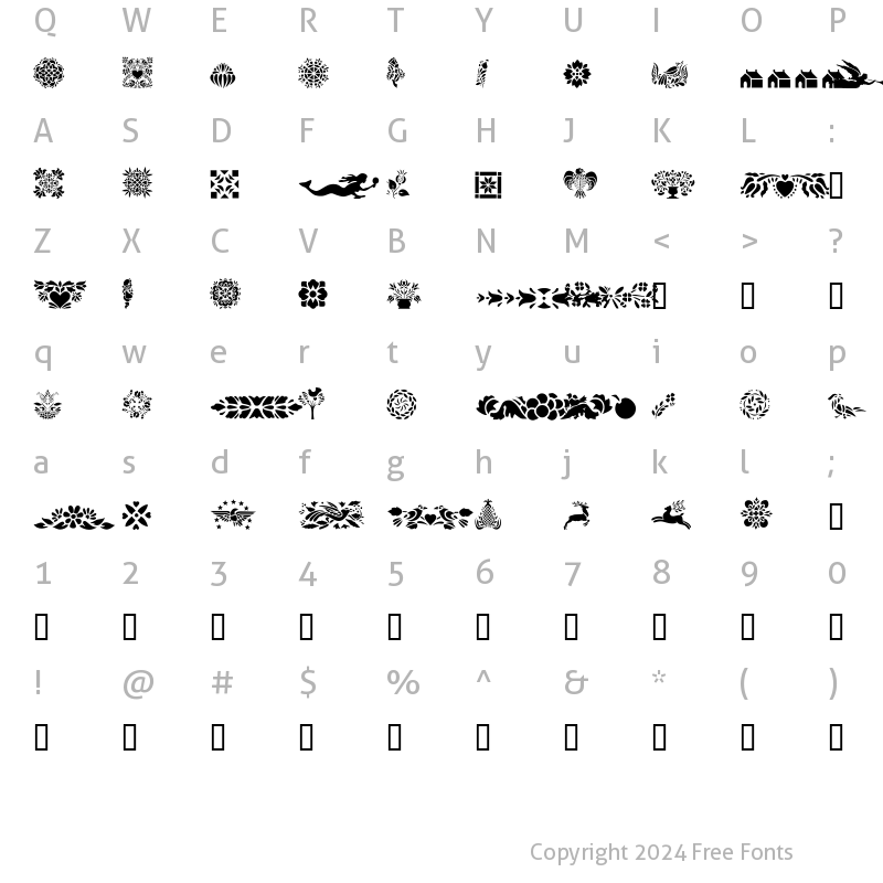 Character Map of GE Pennsylvania Dutch I Regular