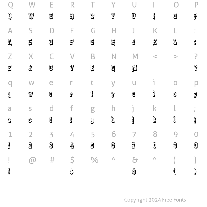 Character Map of GE Plaster Drip Regular