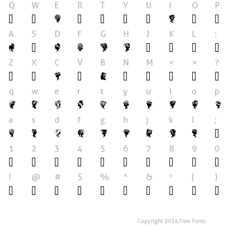 Character Map of GE Profile Silhouettes Regular