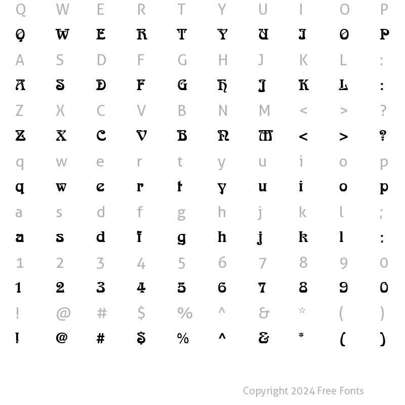 Character Map of GE Romanesse Regular