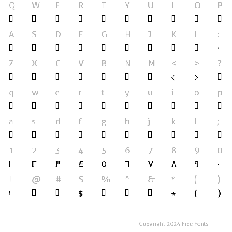 Character Map of GE Serif Medium