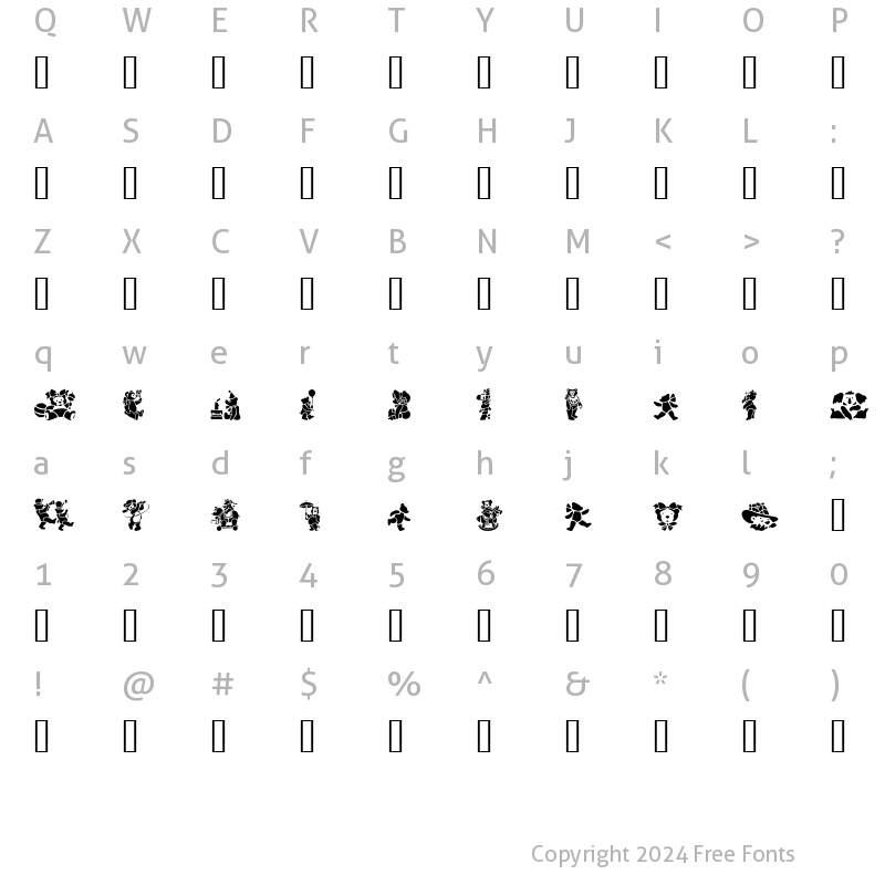 Character Map of GE Silhouette Teddy Regular