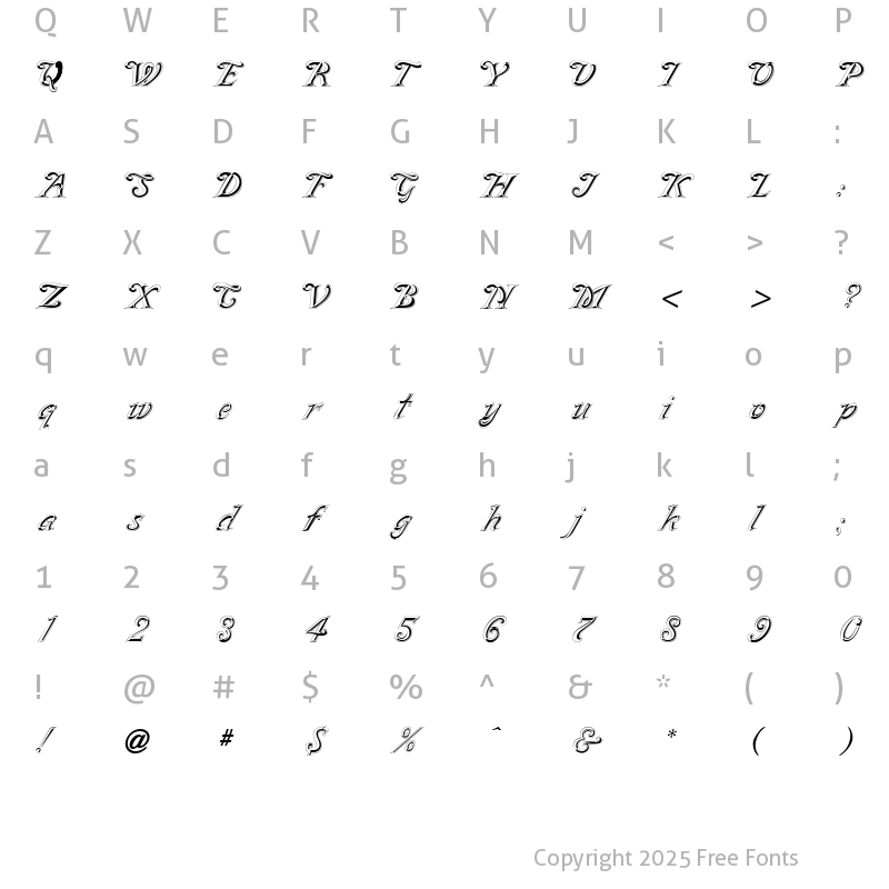 Character Map of GE Silvette Regular