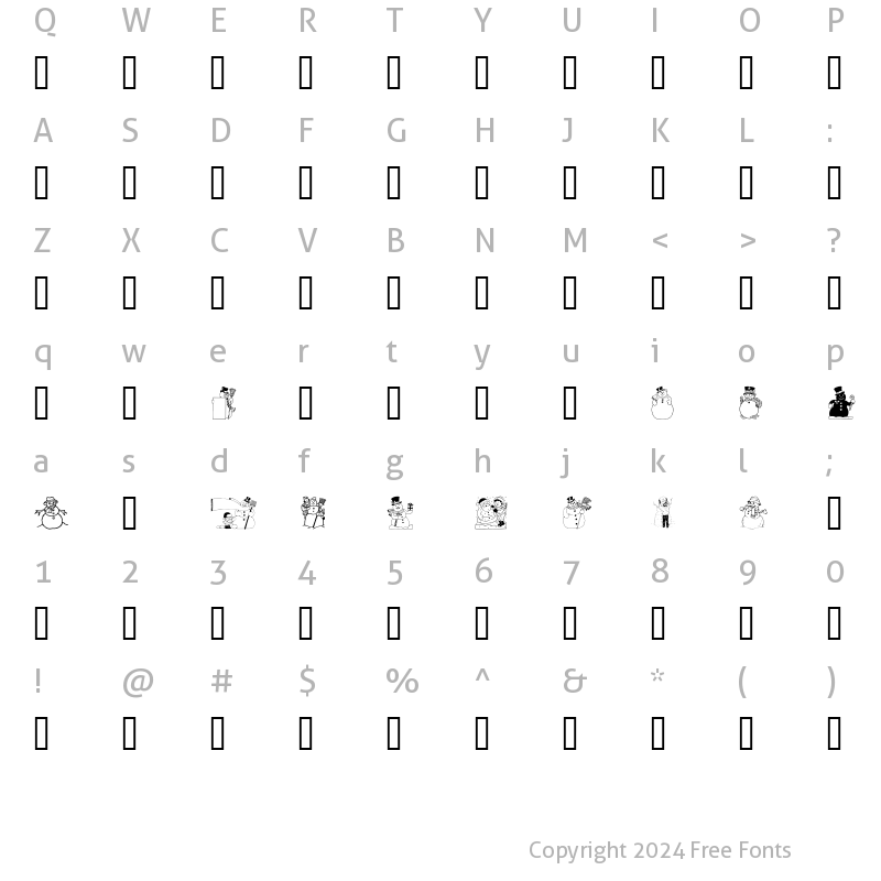 Character Map of GE Snowmen Regular