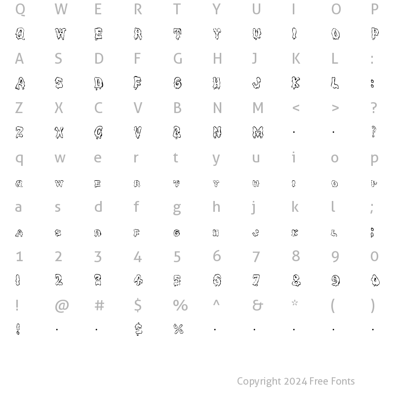 Character Map of GE Spooks Regular