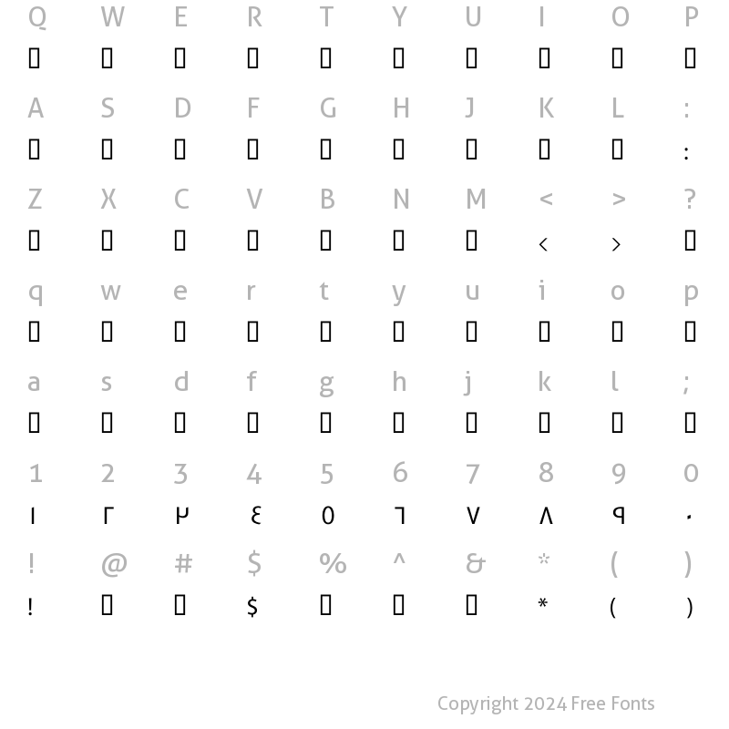 Character Map of GE SS Three Light