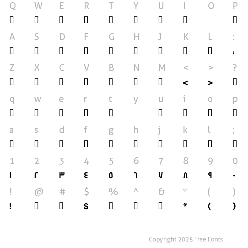 Character Map of GE SS TV Bold