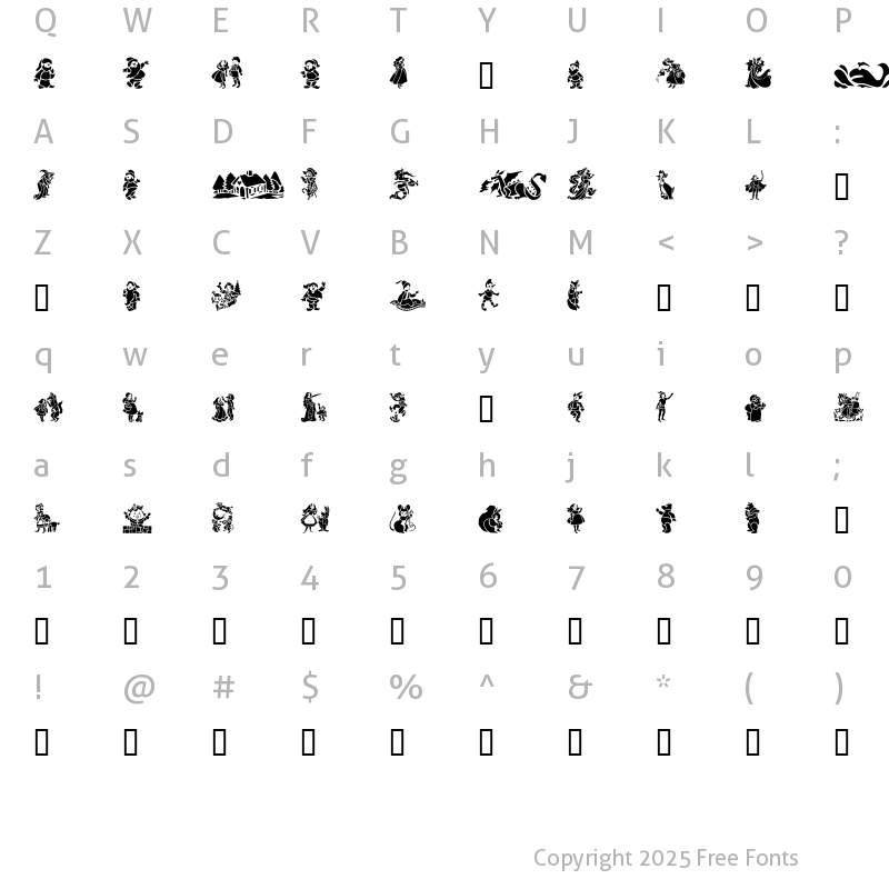 Character Map of GE Storybook Tales Regular