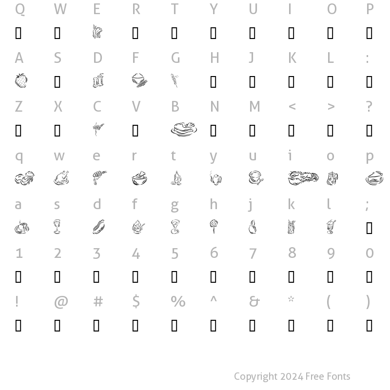 Character Map of GE Stylized Foods Regular