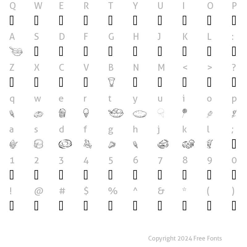 Character Map of GE Sweet Tooth Regular