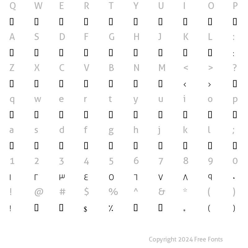 Character Map of GE Thameen Book