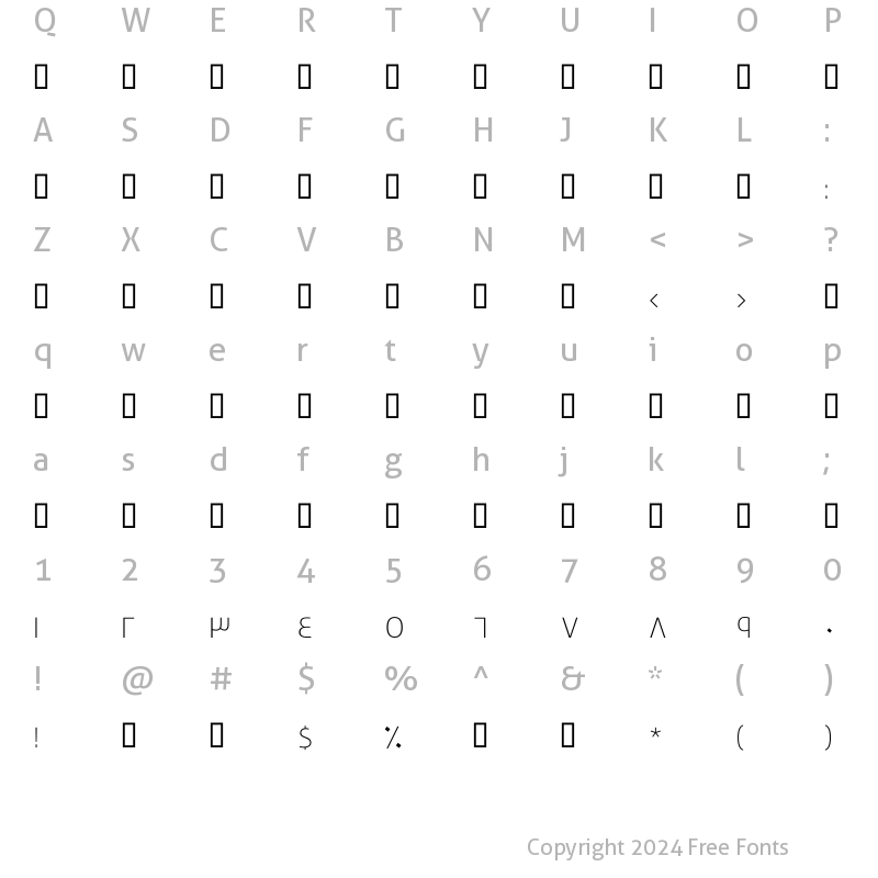 Character Map of GE Thameen Light