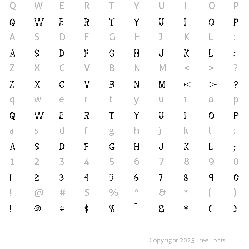 Character Map of GE Them Bones Regular