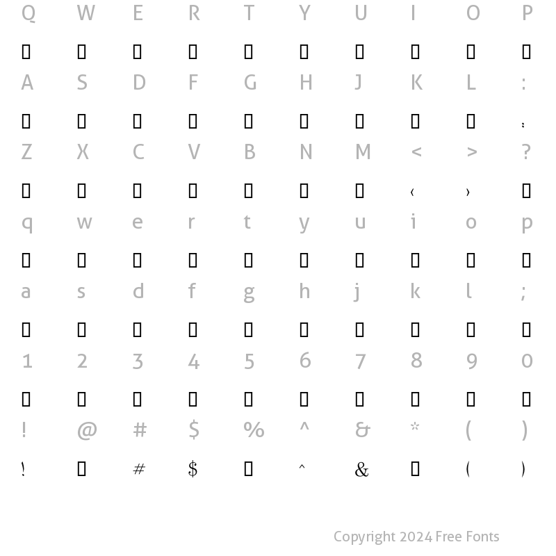 Character Map of GE Thuluth Light