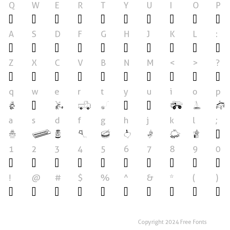 Character Map of GE Toys Regular