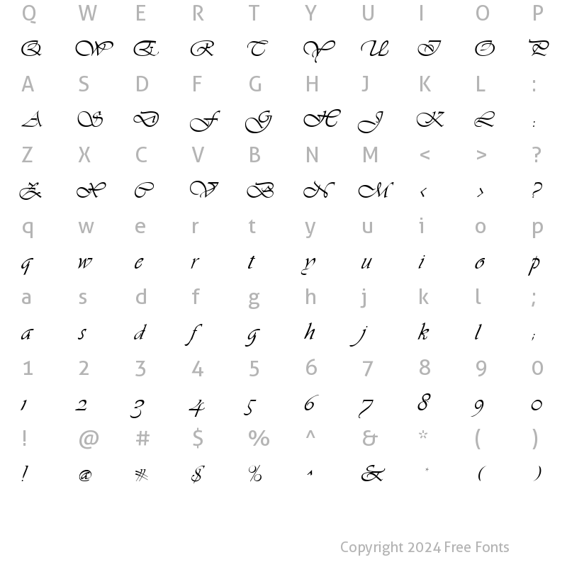 Character Map of GE VibrantScript Regular